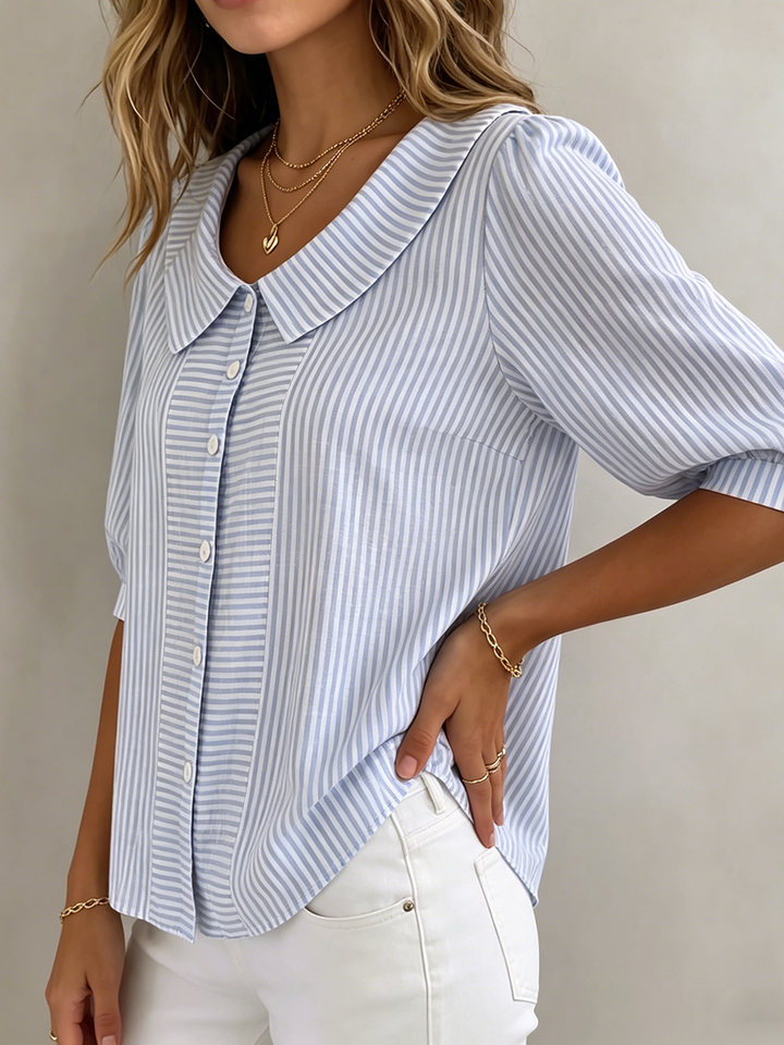 Clara | Blusa Donna Elegante a Righe con Colletto Rotondo e Maniche a 3/4 2