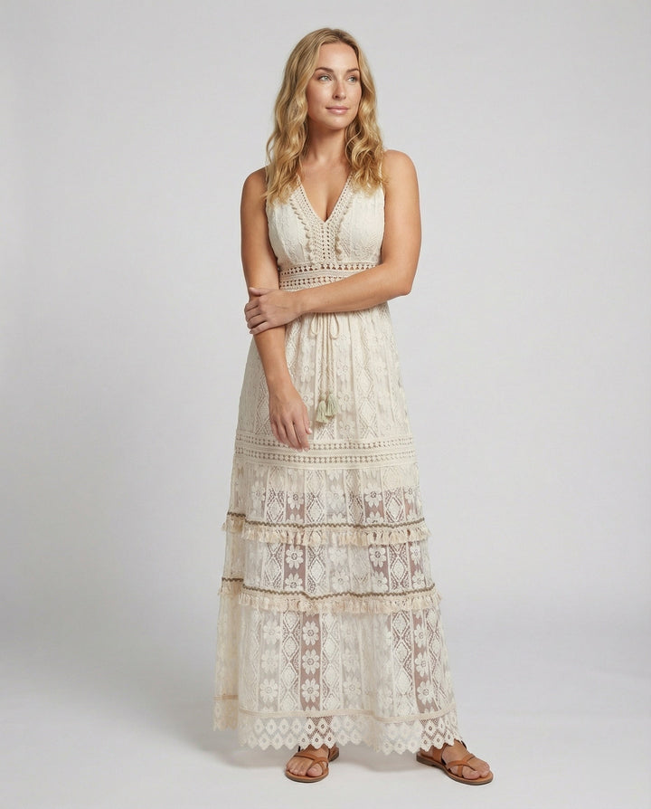 Clara | Elegante Abito Estivo Donna in Pizzo, Lunghezza Maxi e Stile Boho 0