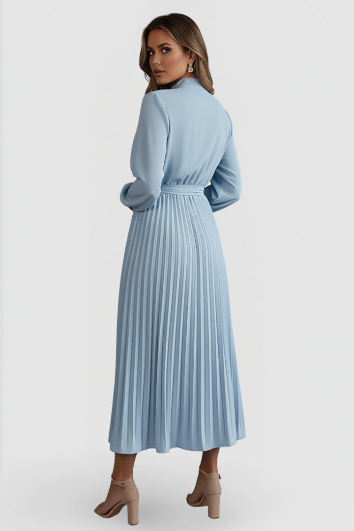Clara | Elegante Abito Midi Cerimonia Plissettato con Colletto Rialzato per Donna 8