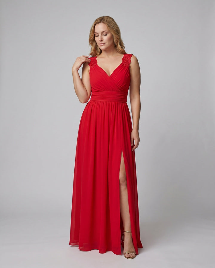 Clara | Elegante Abito da Sera con Scollo a V e Spacco Laterale 0
