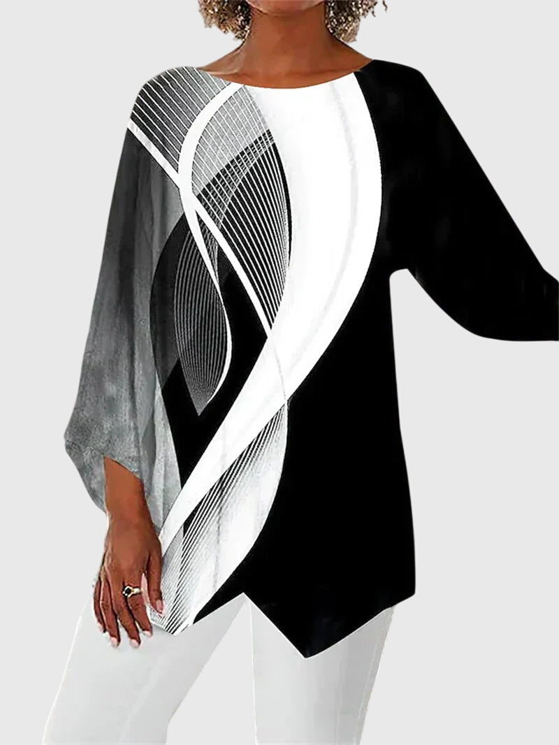 Clara | Elegante Blusa Asimmetrica con Fantasia a Farfalle 3