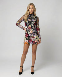 Jennifer | Modern mini dress in floral mesh