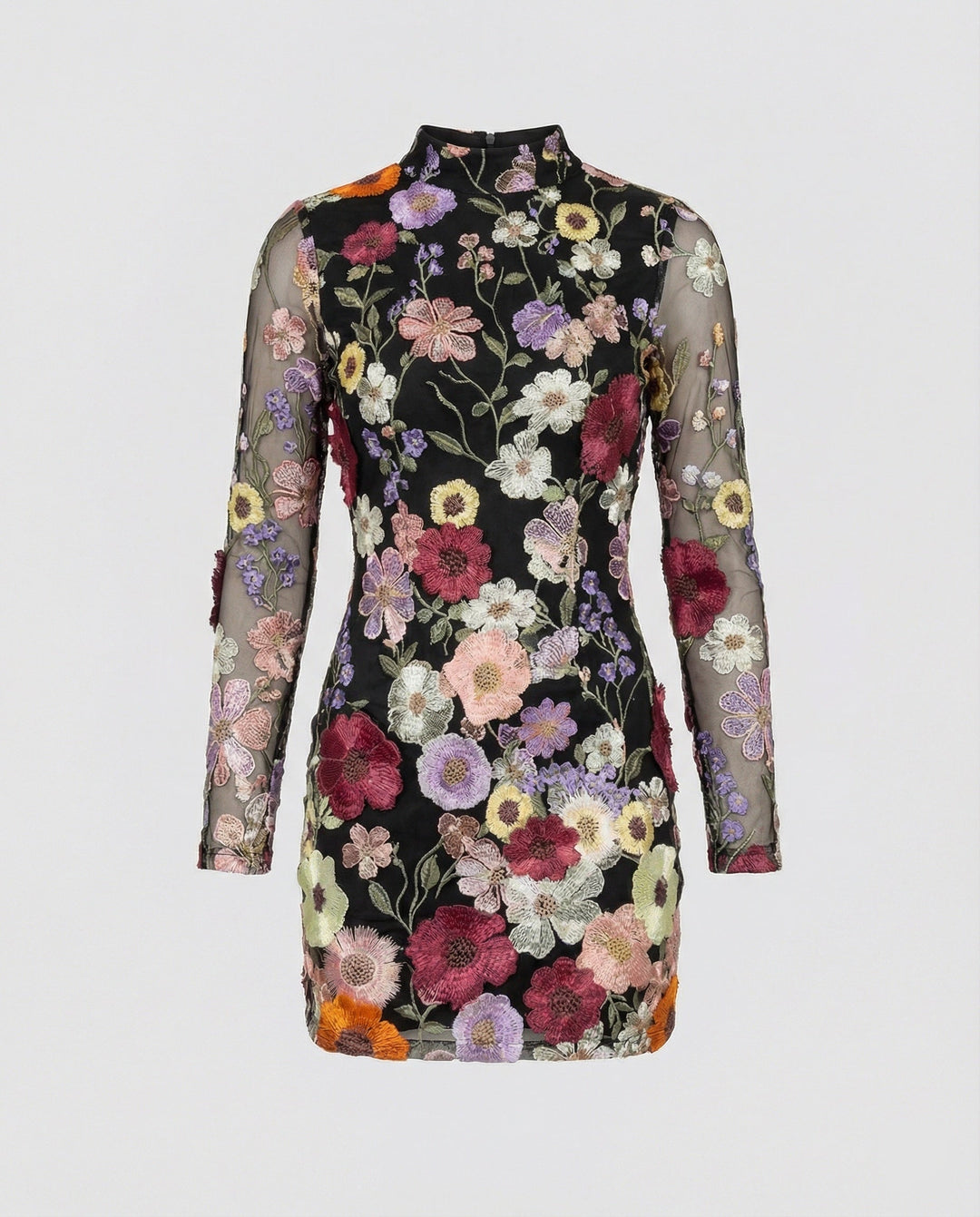Clara | Elegante Miniabito Floreale con Rete Ricamata 4