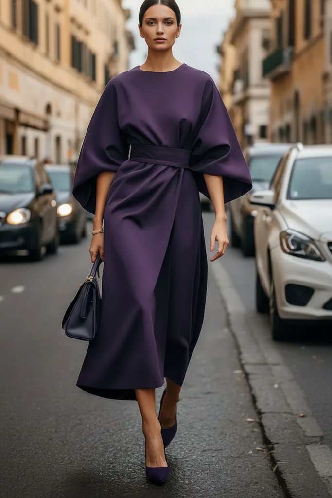 Clara | Elegante abito midi da cocktail con maniche a lanterna e vita stretta 2