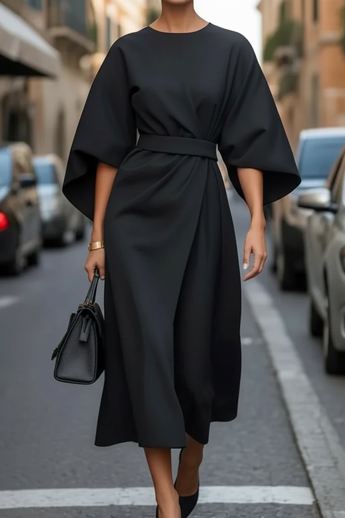 Clara | Elegante abito midi da cocktail con maniche a lanterna e vita stretta 3