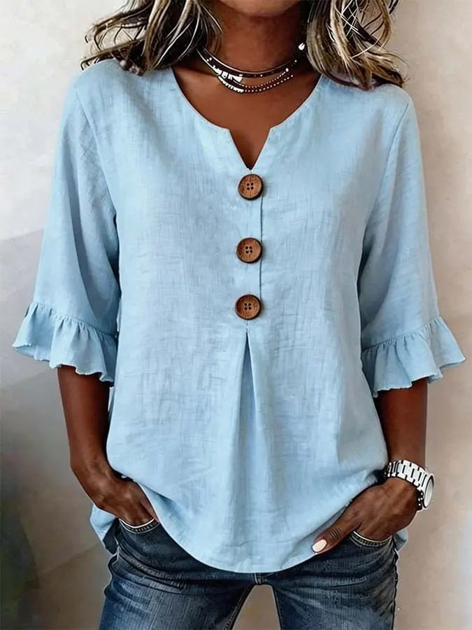 Clara | Elegante e Fresca Blusa da Donna con Maniche Arricciate 2
