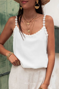 Aurora | Summer tank top with floral appliqués