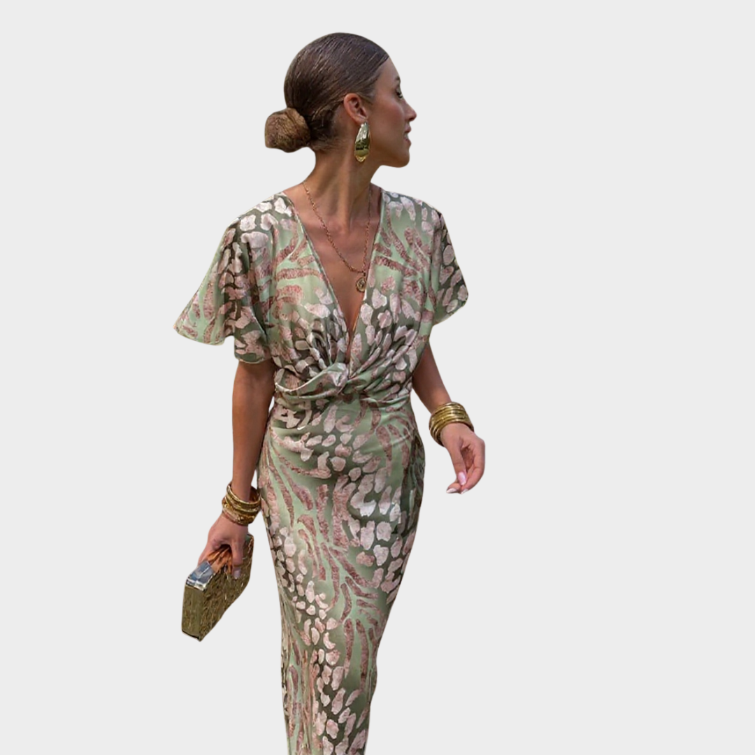 Claranda | Abito Midi Elegante con Nodo Attorcigliato per Donna 1