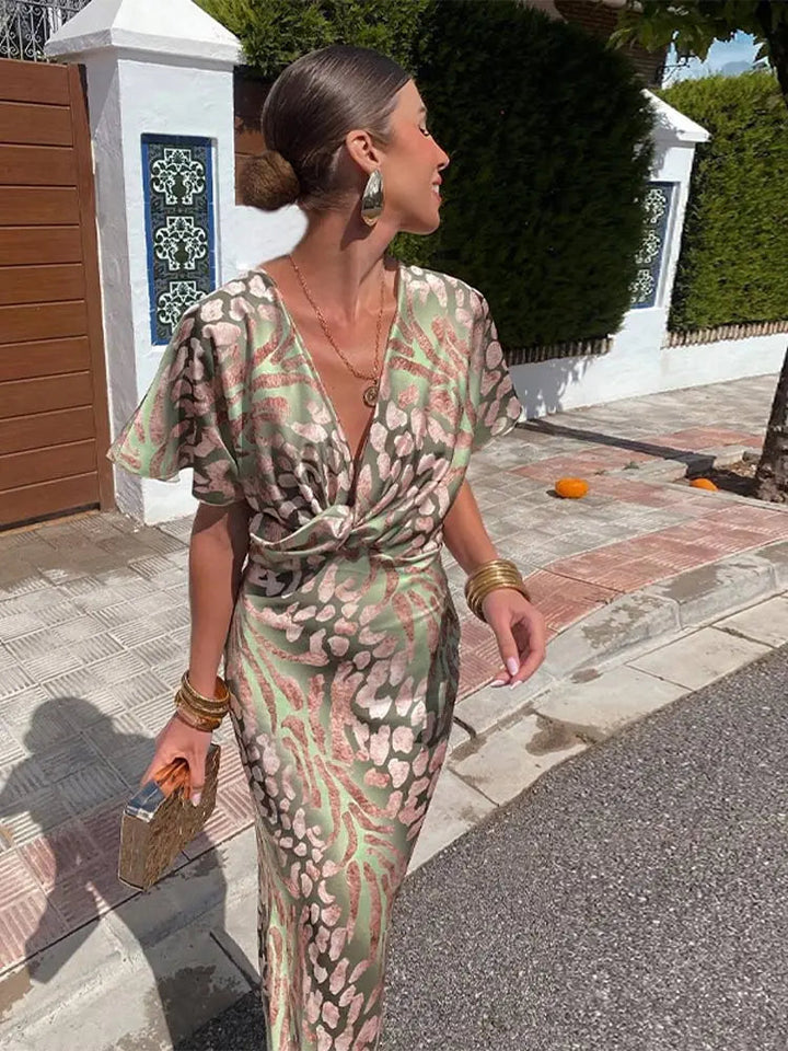 Claranda | Abito Midi Elegante con Nodo Attorcigliato per Donna 2