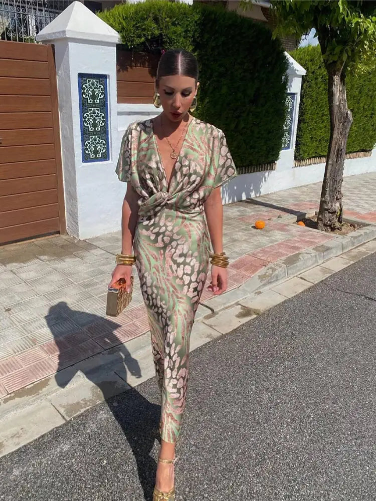 Claranda | Abito Midi Elegante con Nodo Attorcigliato per Donna 3