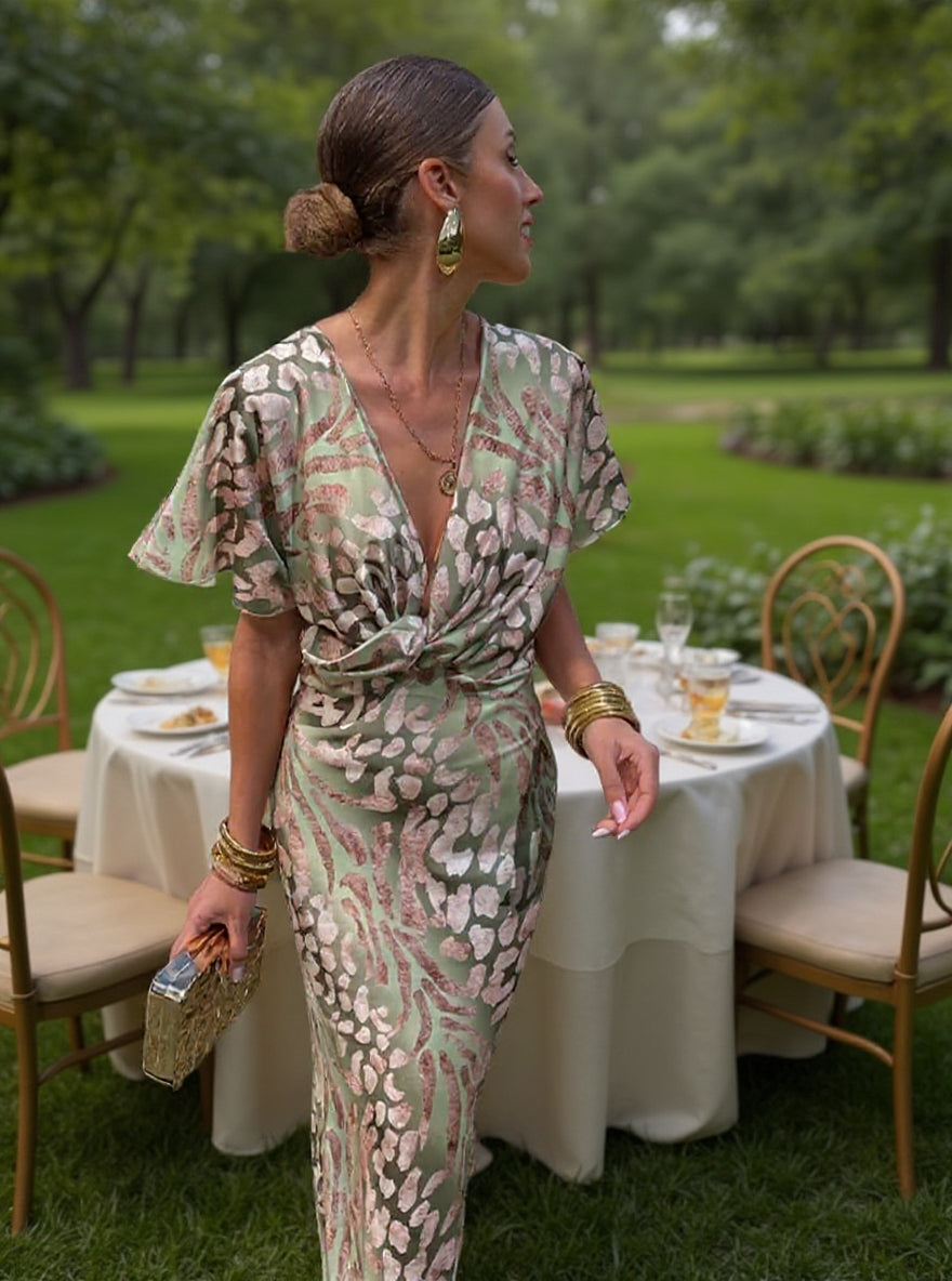 Claranda | Abito Midi Elegante con Nodo Attorcigliato per Donna 7