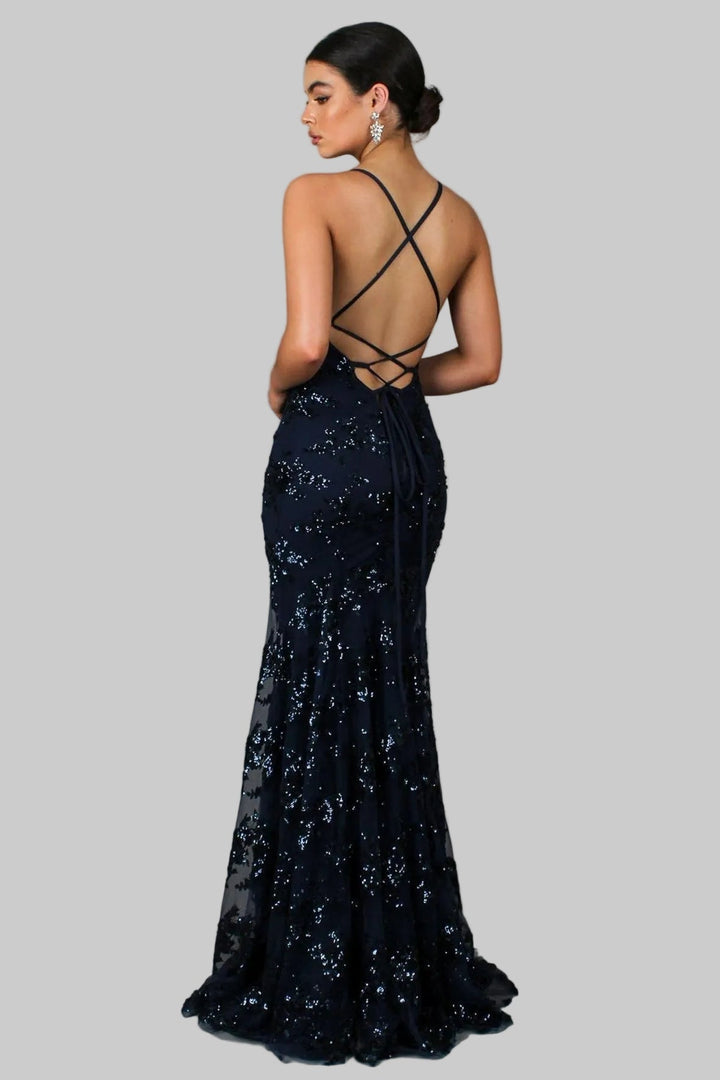 Coralie | Elegante Maxi Dress con Paillettes Scollatura a V 1
