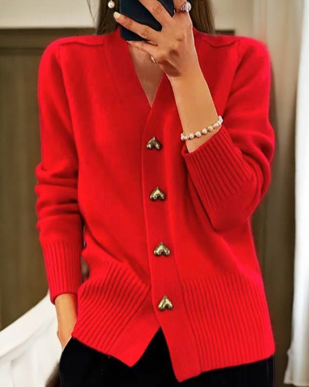 Cristina | Cardigan Donna Elegante Lungo Morbido con Bottoni a Cuore 4