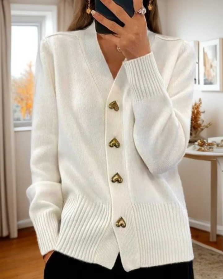 Cristina | Cardigan Donna Elegante Lungo Morbido con Bottoni a Cuore 6