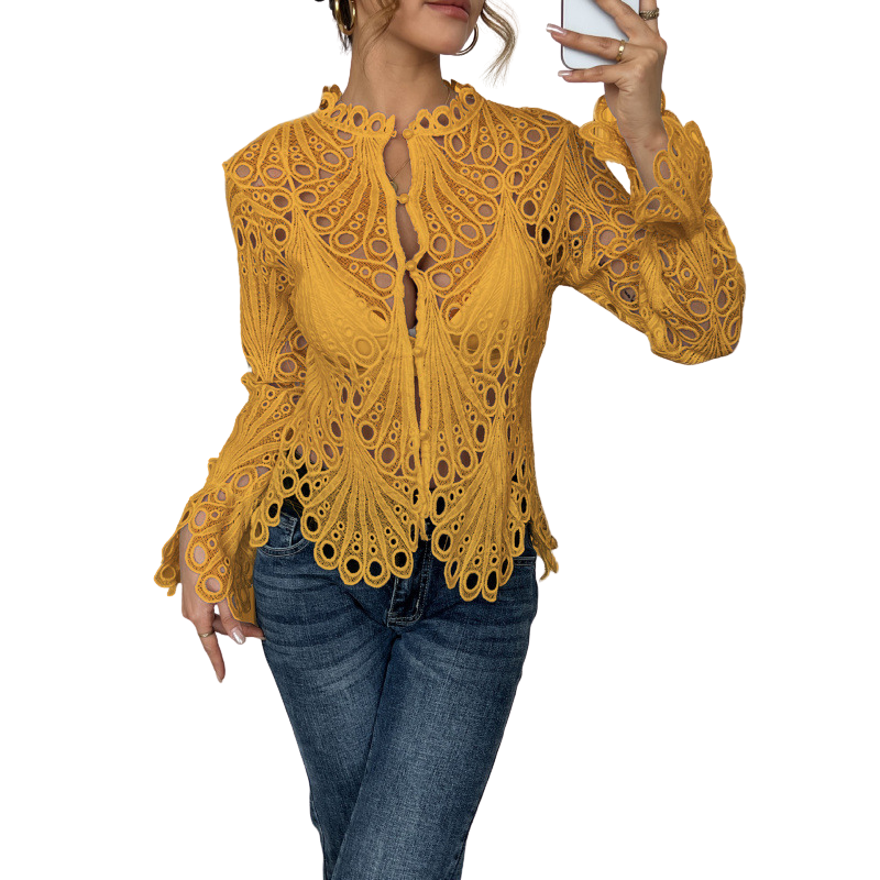 Cristina | Elegante Camicia Donna con Dettagli Unici in Cotone, Maniche a Lanterna, Versatile e Chic 1