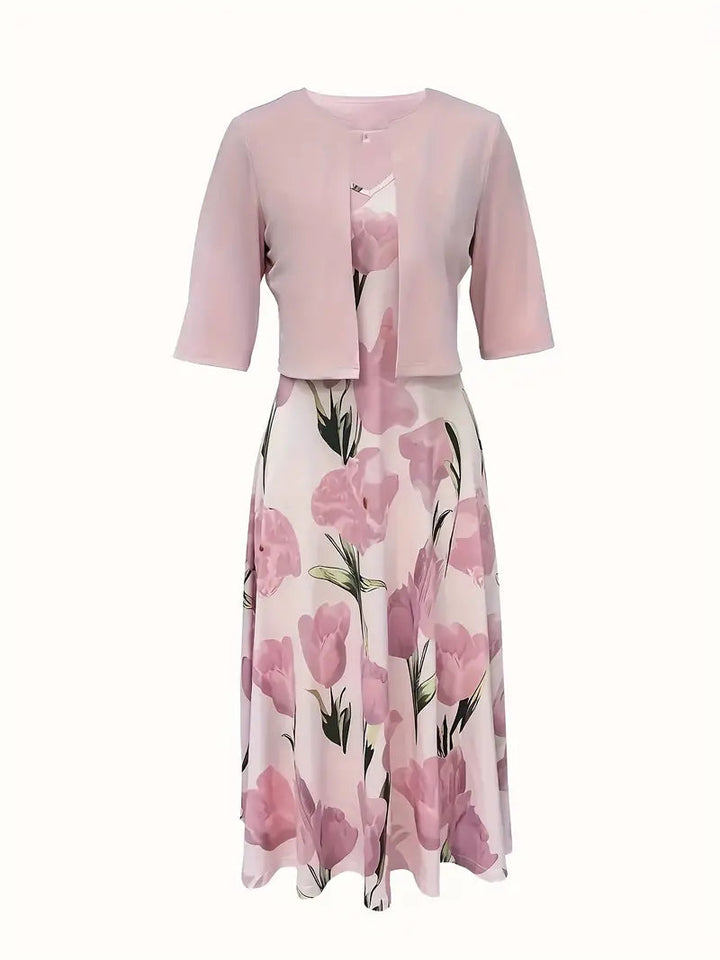 Cristina | Elegante Maxi Abito da Donna con Giacca Coordinata e Stampa Floreale 1