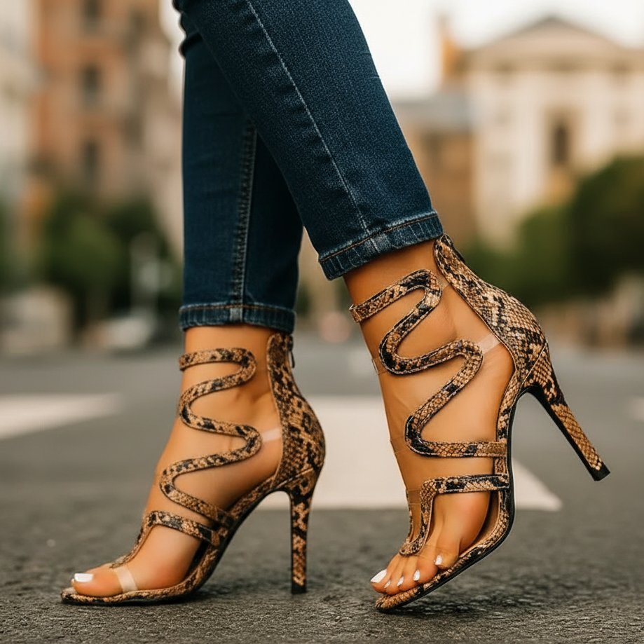 Cristina | Eleganti Sandali con Tacchi Alti e Motivo a Serpente per Occasioni Speciali 1