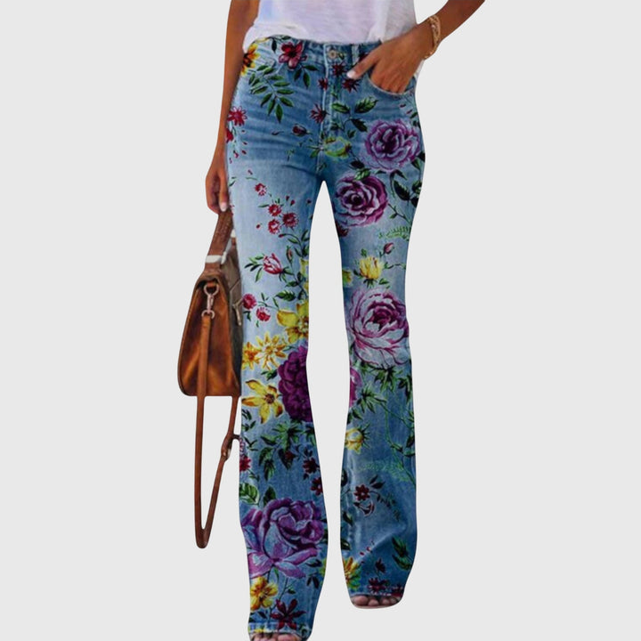 Cristina | Eleganti e Comodi Pantaloni Donna a Gamba Larga con Motivo Floreale 0