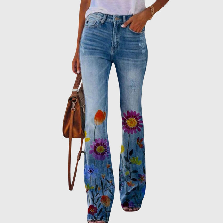 Cristina | Eleganti e Comodi Pantaloni Donna a Gamba Larga con Motivo Floreale 1