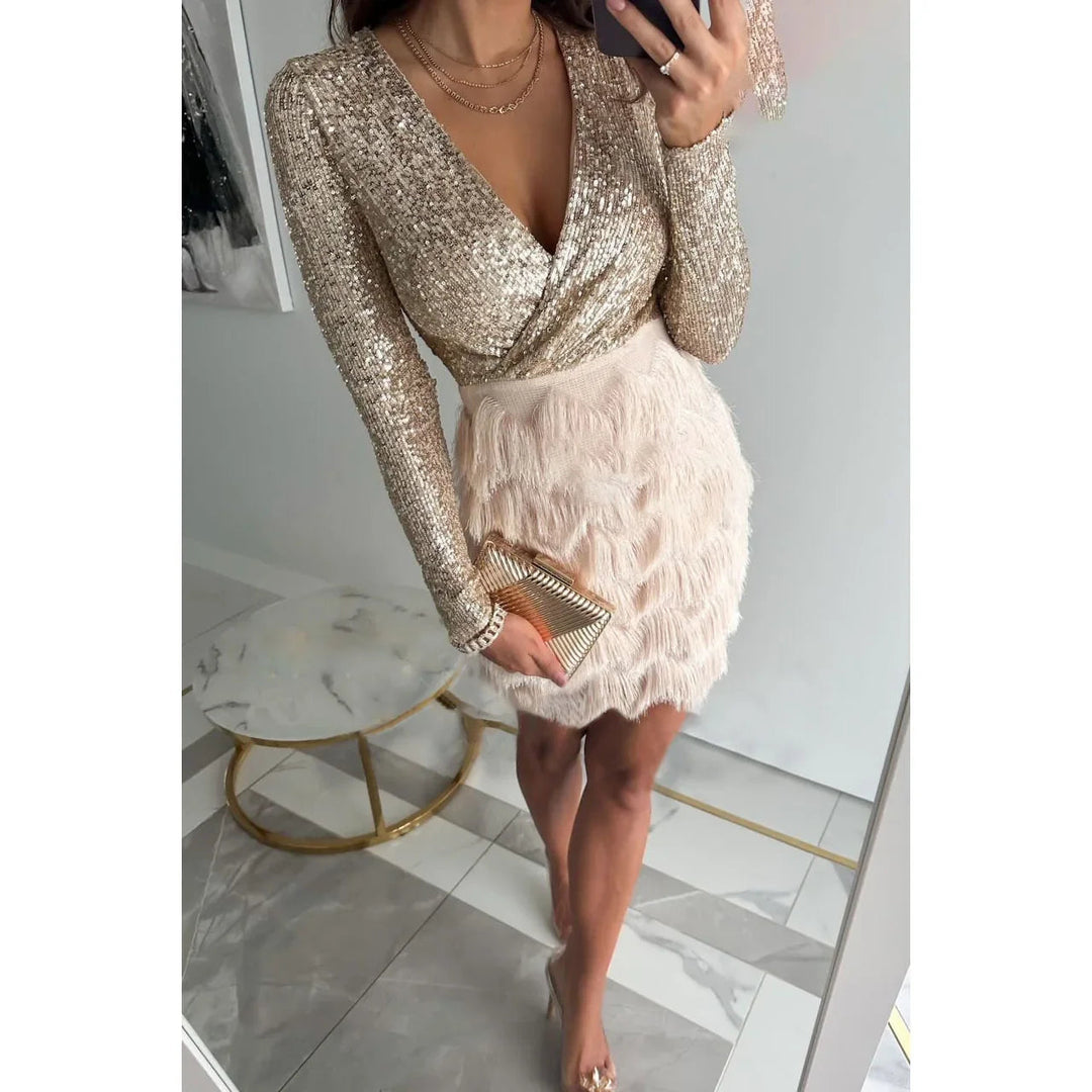 Cristina | Miniabito Paillettes Elegante Aderente Glamour Fit 0