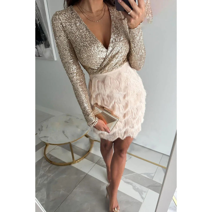 Cristina | Miniabito Paillettes Elegante Aderente Glamour Fit 0
