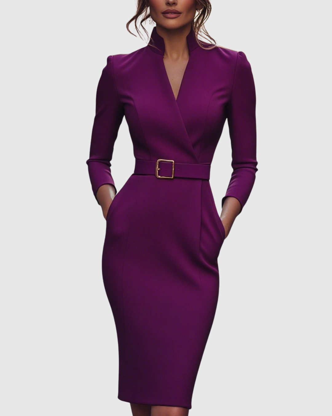 Diana | Elegante Abito Midi con Scollo a V e Maniche a Tre Quarti 1