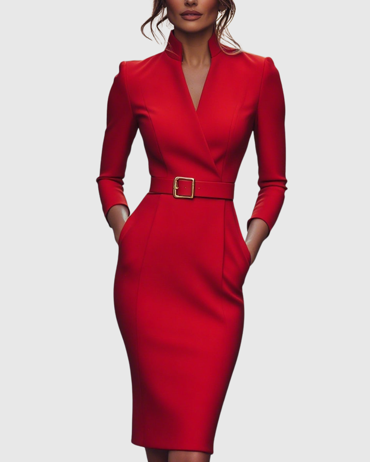 Diana | Elegante Abito Midi con Scollo a V e Maniche a Tre Quarti 3