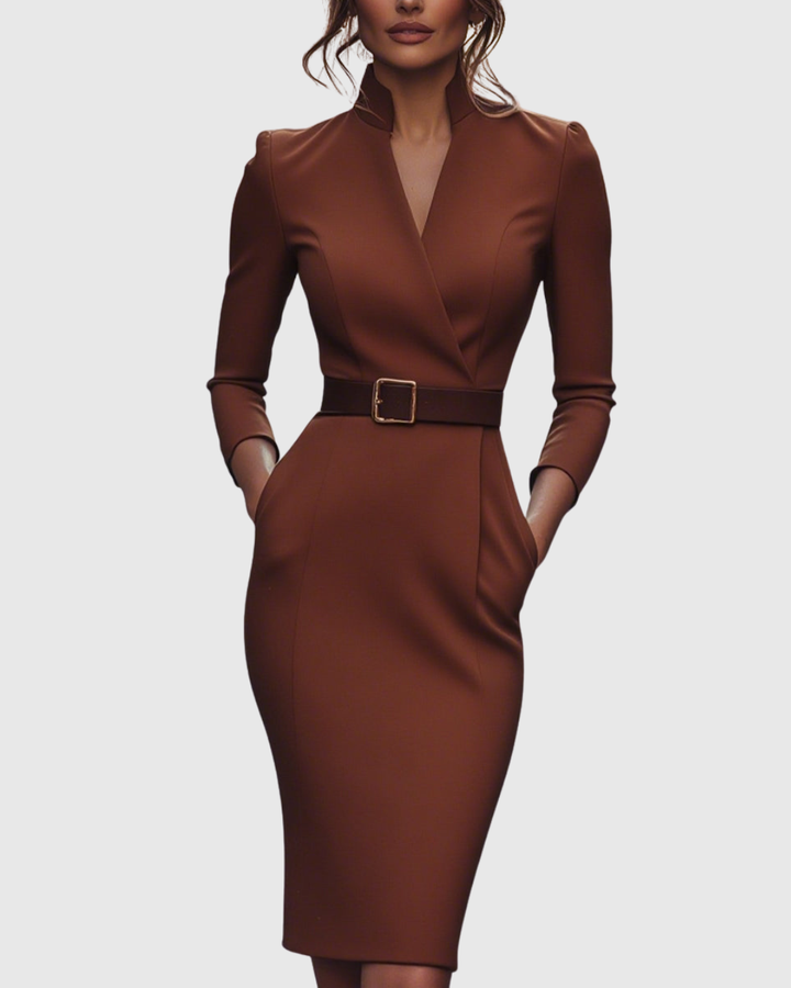 Diana | Elegante Abito Midi con Scollo a V e Maniche a Tre Quarti 4