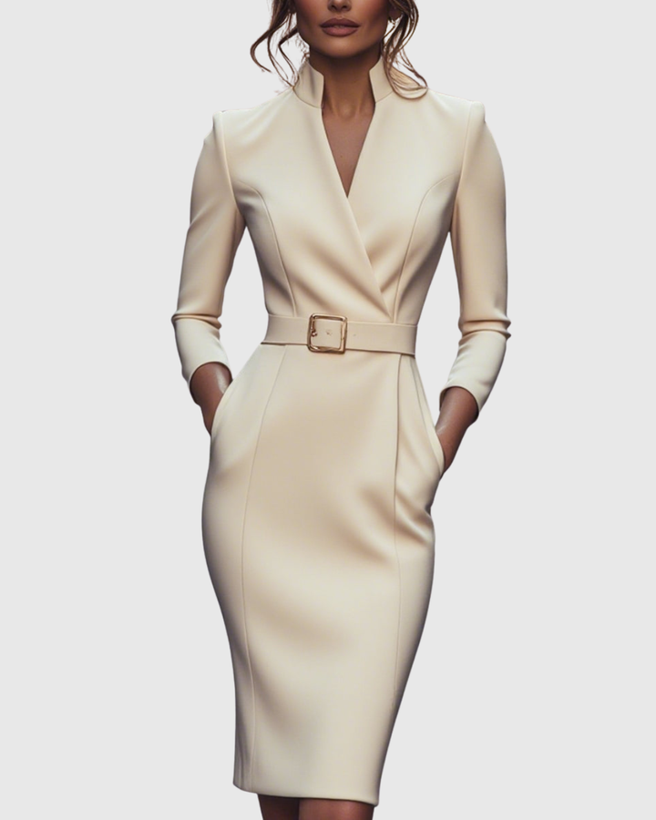 Diana | Elegante Abito Midi con Scollo a V e Maniche a Tre Quarti 5