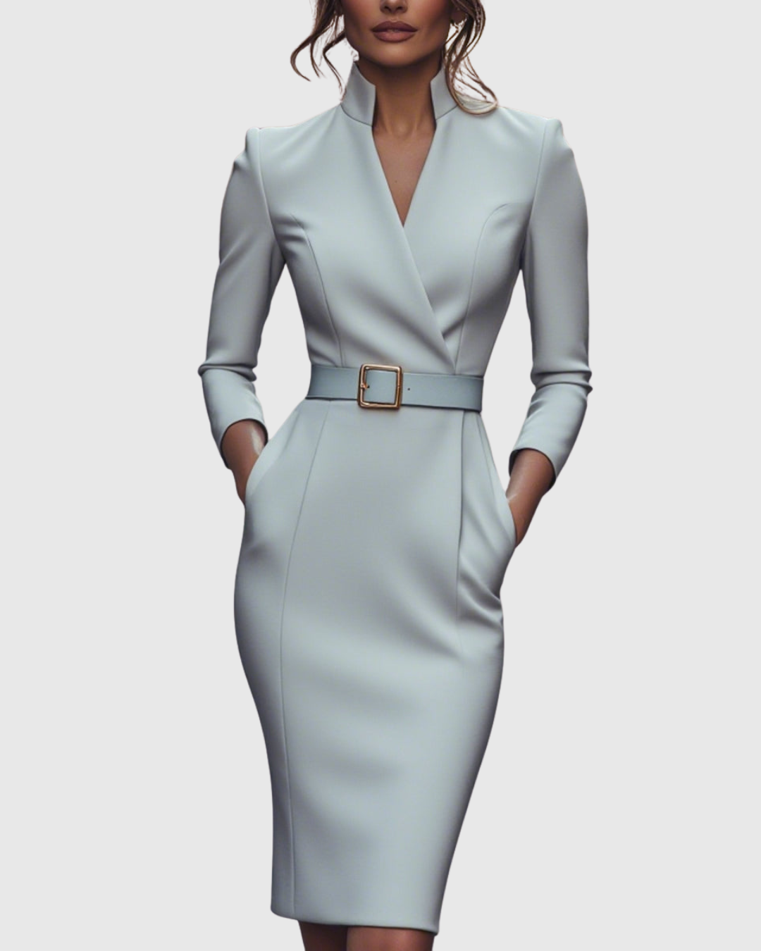 Diana | Elegante Abito Midi con Scollo a V e Maniche a Tre Quarti 6