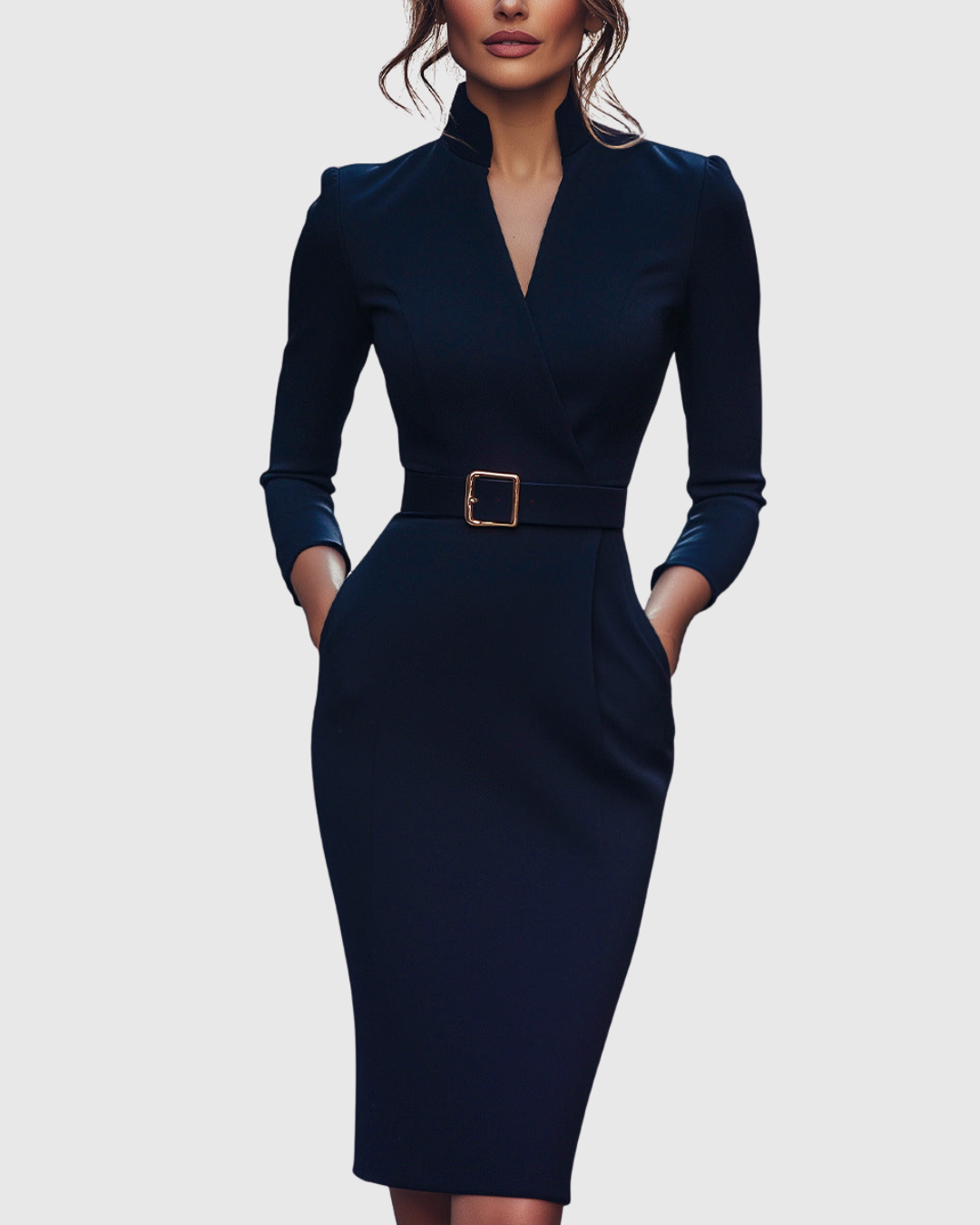 Diana | Elegante Abito Midi con Scollo a V e Maniche a Tre Quarti 7