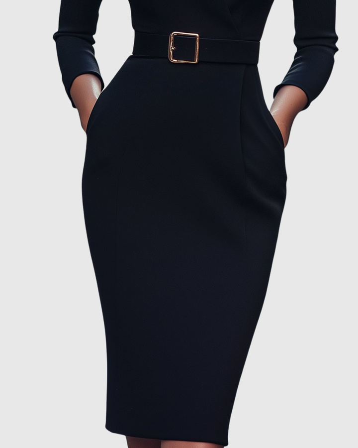 Diana | Elegante Abito Midi con Scollo a V e Maniche a Tre Quarti 8