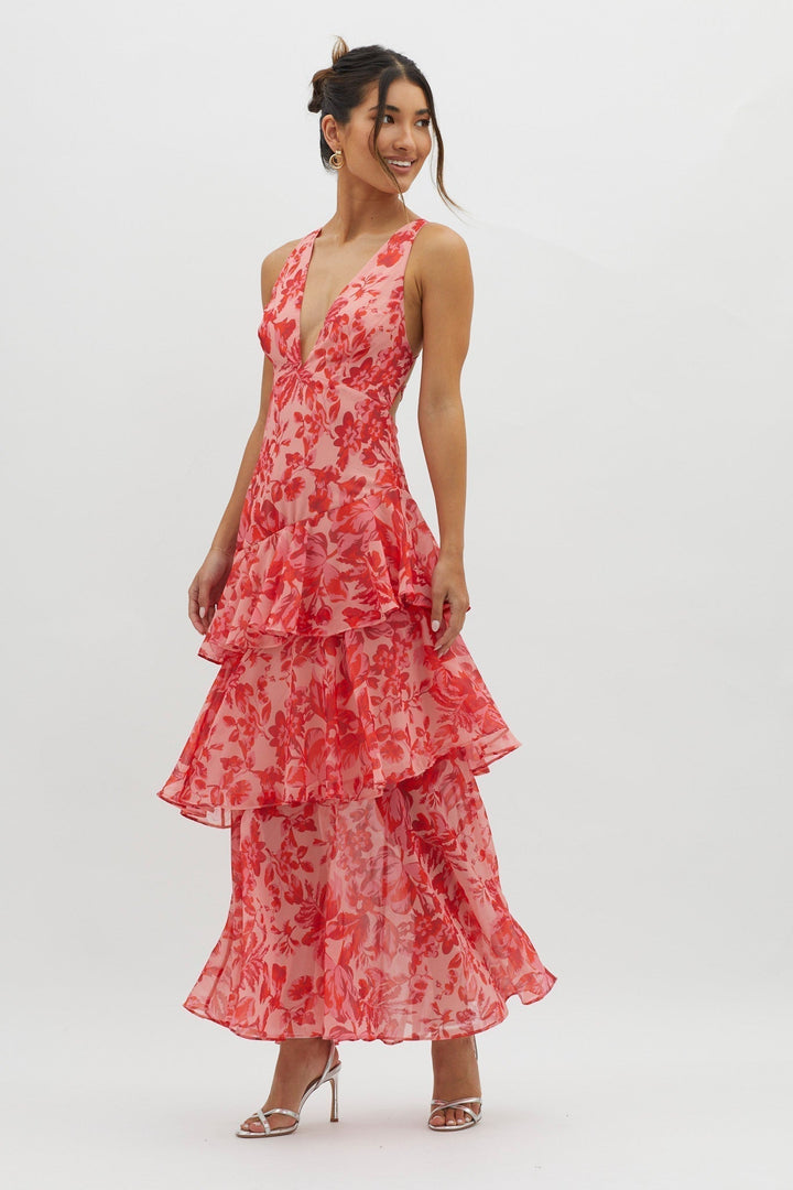 Diana | Elegante e Fluido Maxi Abito Romantico con Balze 0
