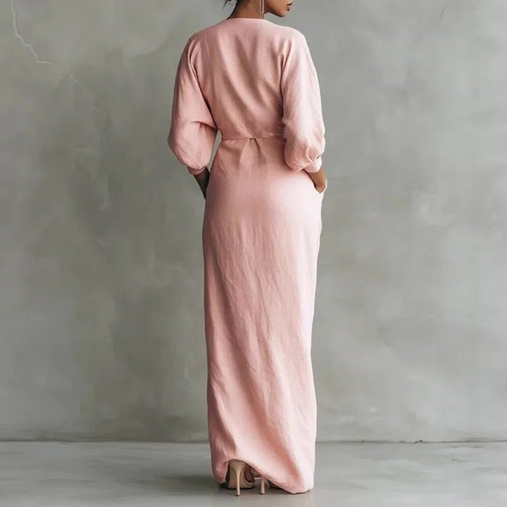 Dorella | Elegante e Avvolgente Abito Lungo da Sera con Scollo a V 3