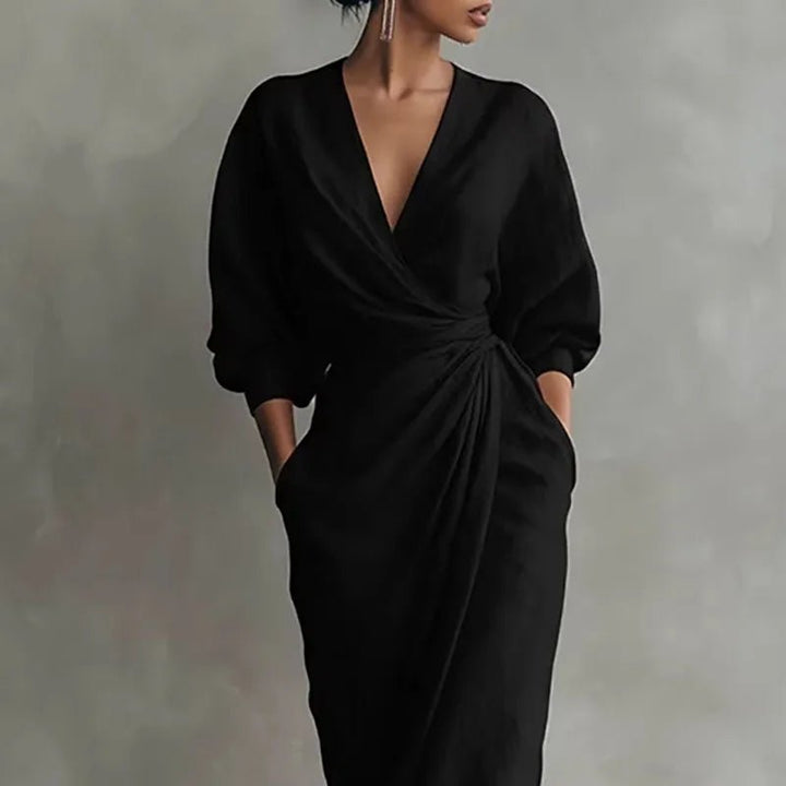 Dorella | Elegante e Avvolgente Abito Lungo da Sera con Scollo a V 5