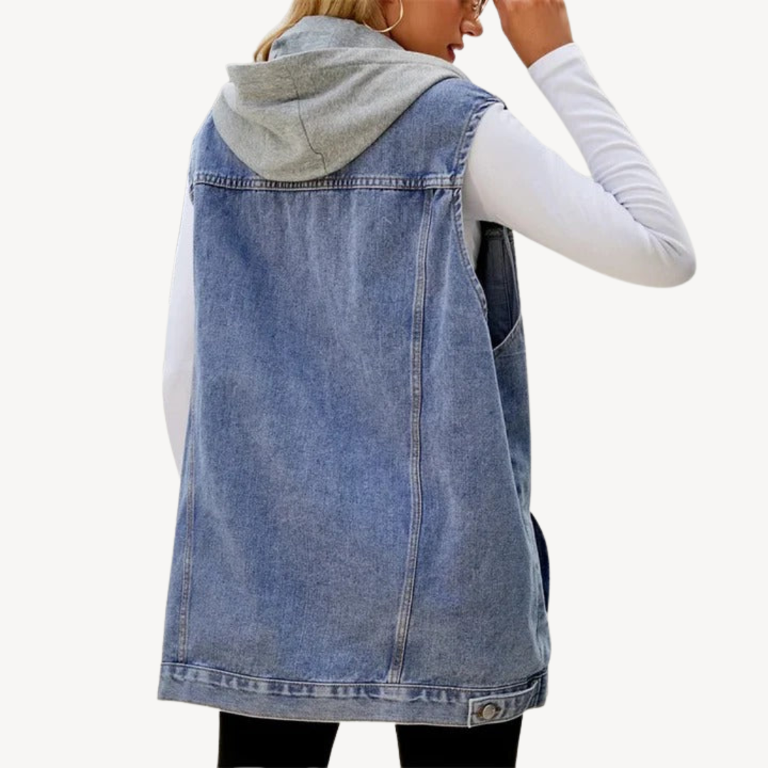 Drune | Gilet con cappuccio in denim da donna 1
