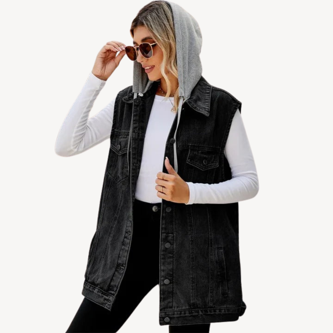 Drune | Gilet con cappuccio in denim da donna 2