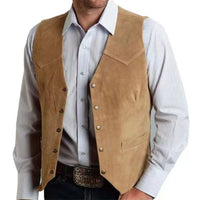 Mathias | Gilet Slim Fit Effetto Camoscio in Stile Western