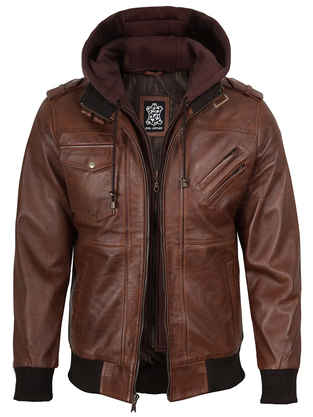 Edinburgh | Elegante Bomber Pelle Uomo con Cappuccio Removibile 0