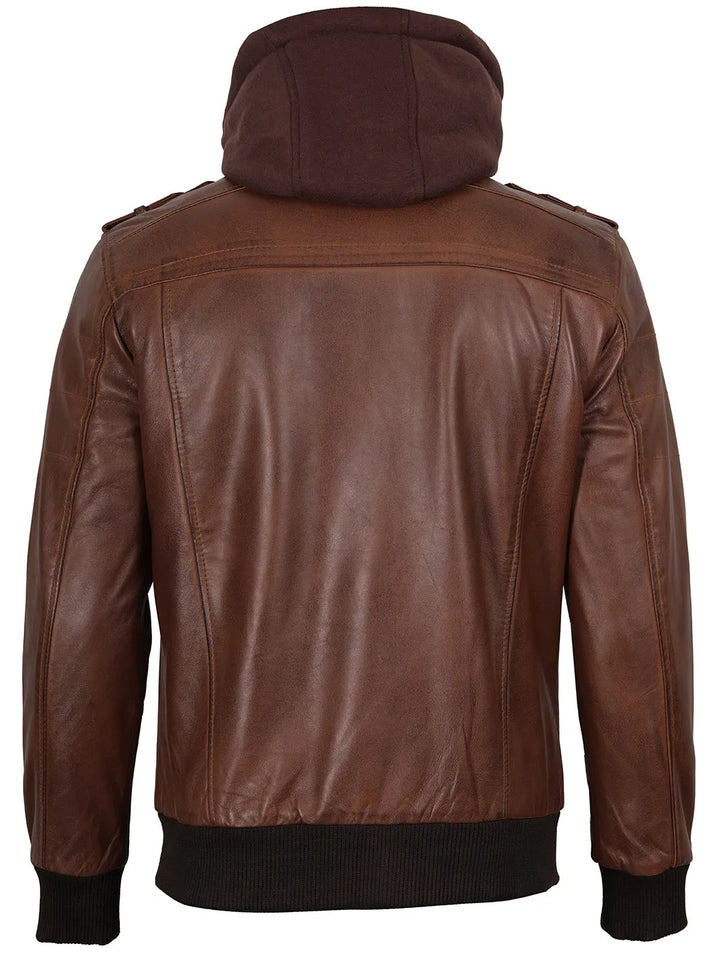 Edinburgh | Elegante Bomber Pelle Uomo con Cappuccio Removibile 6