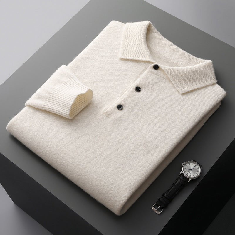 Edward | Polo da uomo in cotone a maglia, maniche lunghe e tre bottoni 0