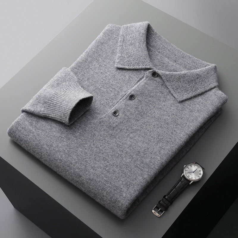 Edward | Polo da uomo in cotone a maglia, maniche lunghe e tre bottoni 1