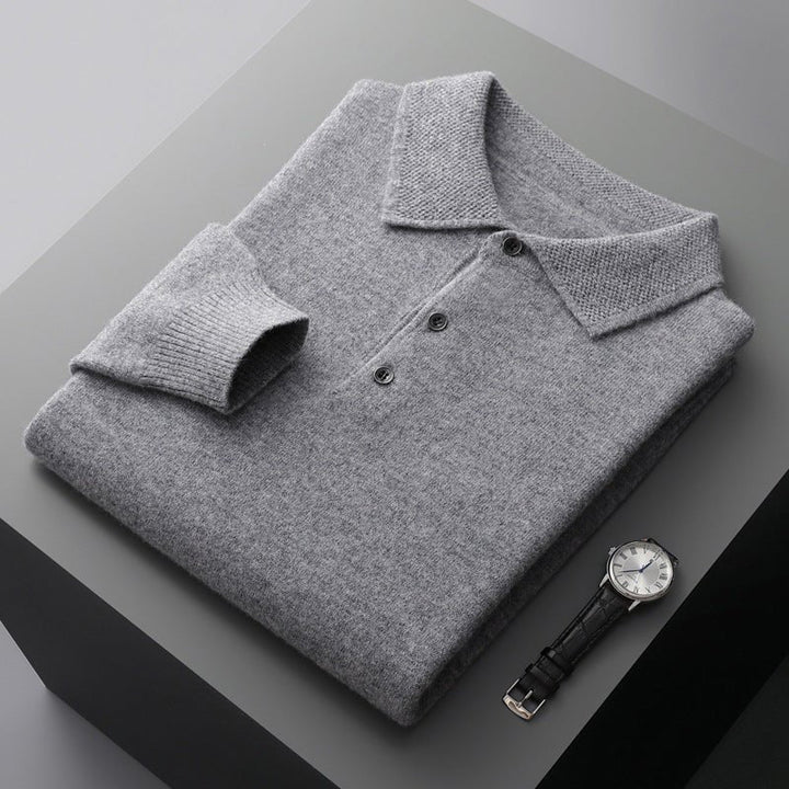 Edward | Polo da uomo in cotone a maglia, maniche lunghe e tre bottoni 1