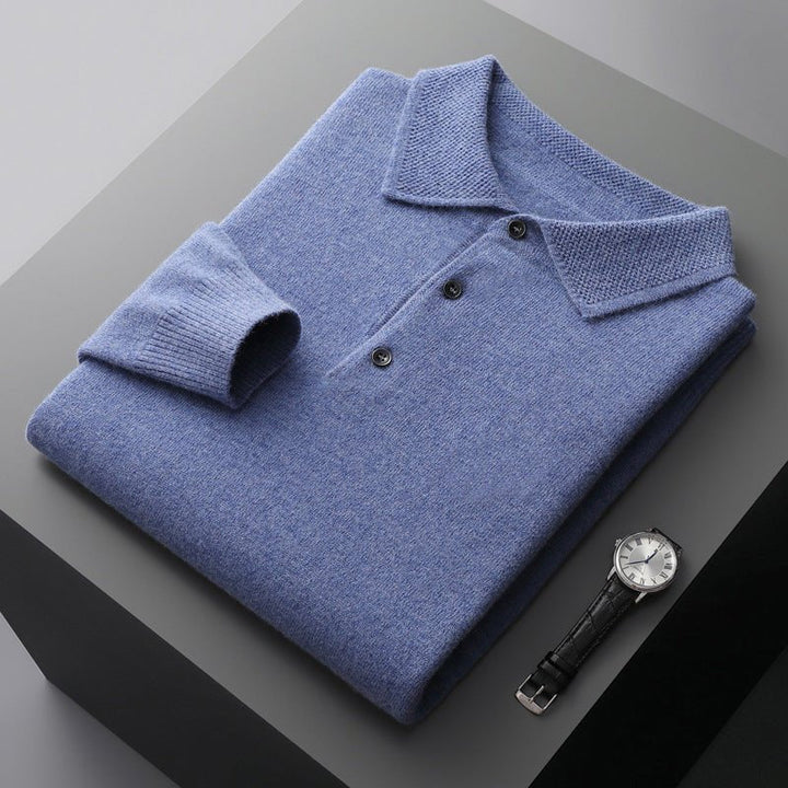 Edward | Polo da uomo in cotone a maglia, maniche lunghe e tre bottoni 2