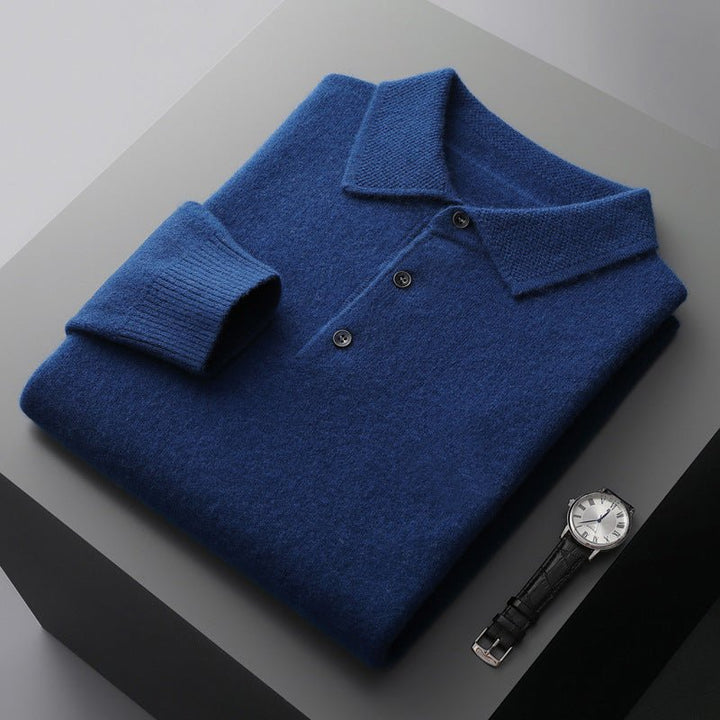 Edward | Polo da uomo in cotone a maglia, maniche lunghe e tre bottoni 3