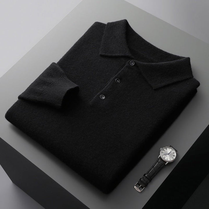 Edward | Polo da uomo in cotone a maglia, maniche lunghe e tre bottoni 4