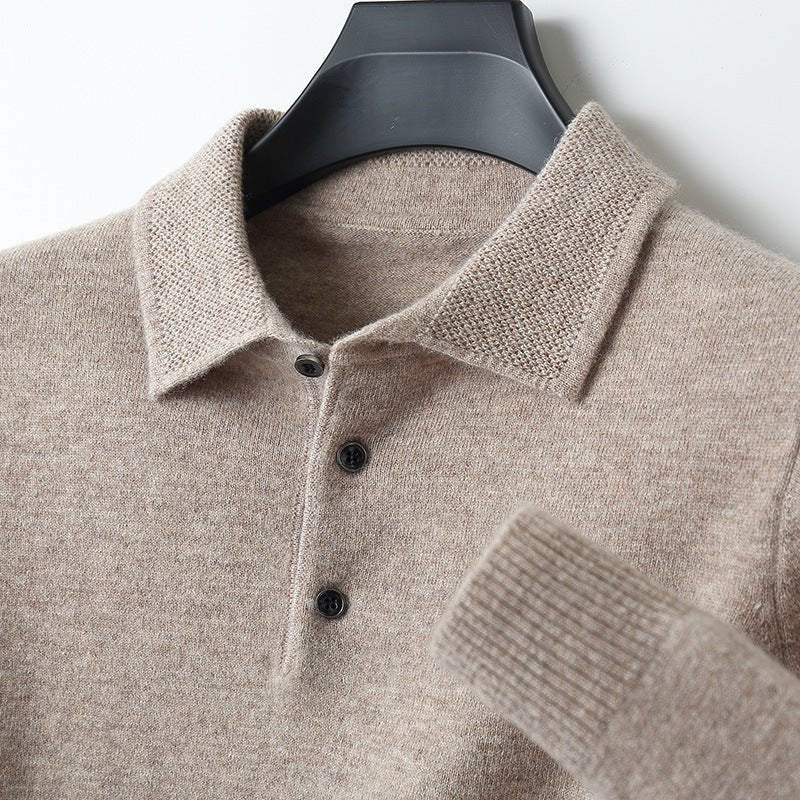 Edward | Polo da uomo in cotone a maglia, maniche lunghe e tre bottoni 5