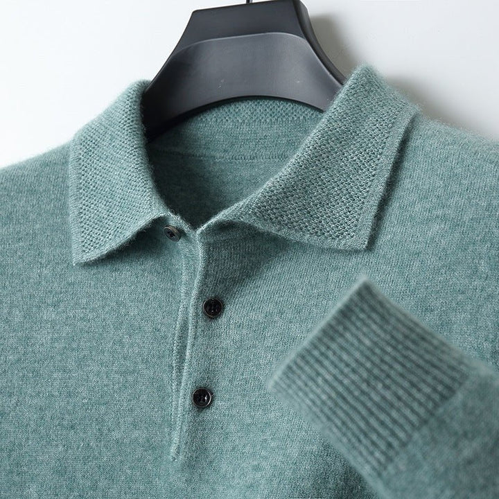 Edward | Polo da uomo in cotone a maglia, maniche lunghe e tre bottoni 6