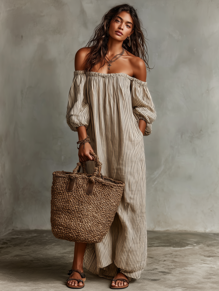 Elara | Elegante e Leggero Abito Maxi con Spalle Scoperte per Estate 1