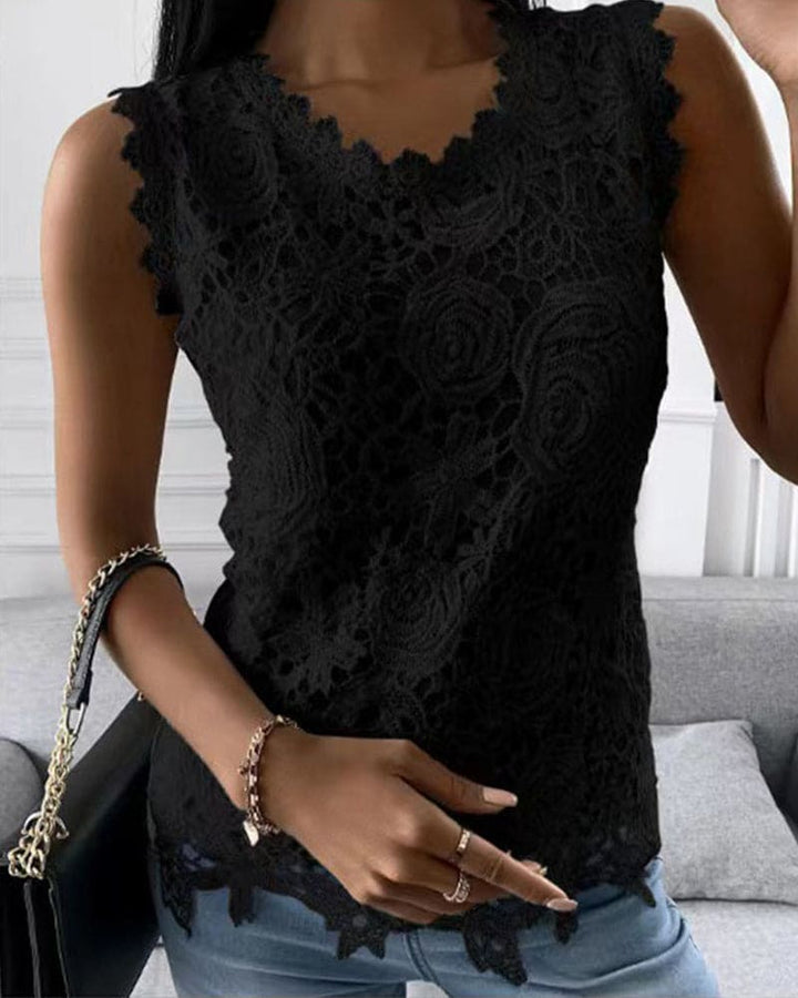 Elara | Elegante e Raffinato Canottiere Donna in Pizzo Senza Maniche 1